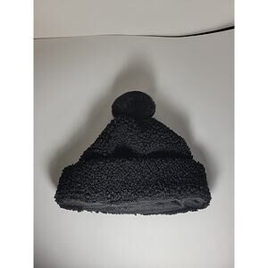 Basics Womens Fuzzy Black Winter Hat Beanie